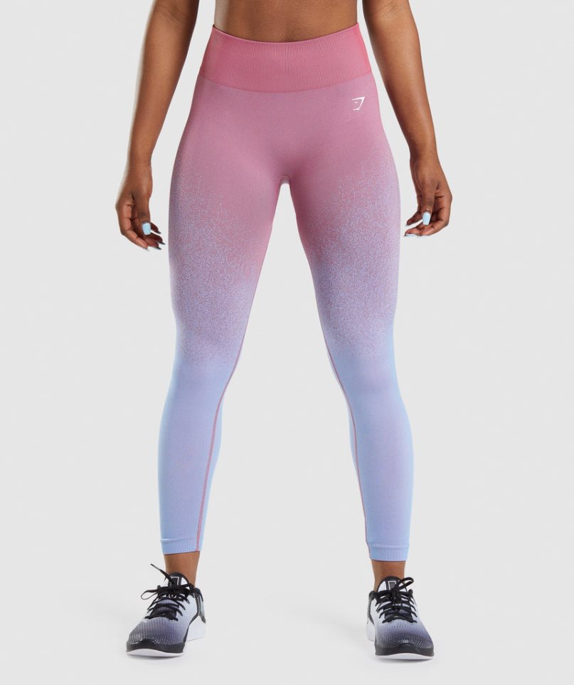 Women\'s Gymshark Adapt Ombre Seamless Leggings Pink / Light Blue | NZ 6CNIQY